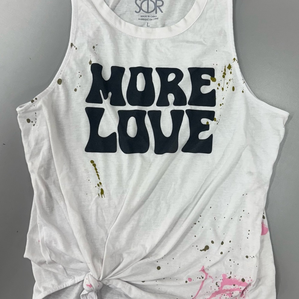 CHASER -  White Tank Top with Black and Pink Accents